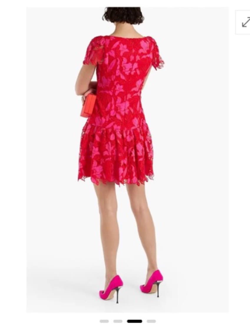 Red Floral ML Monique Lhuillier Dress - Image 1