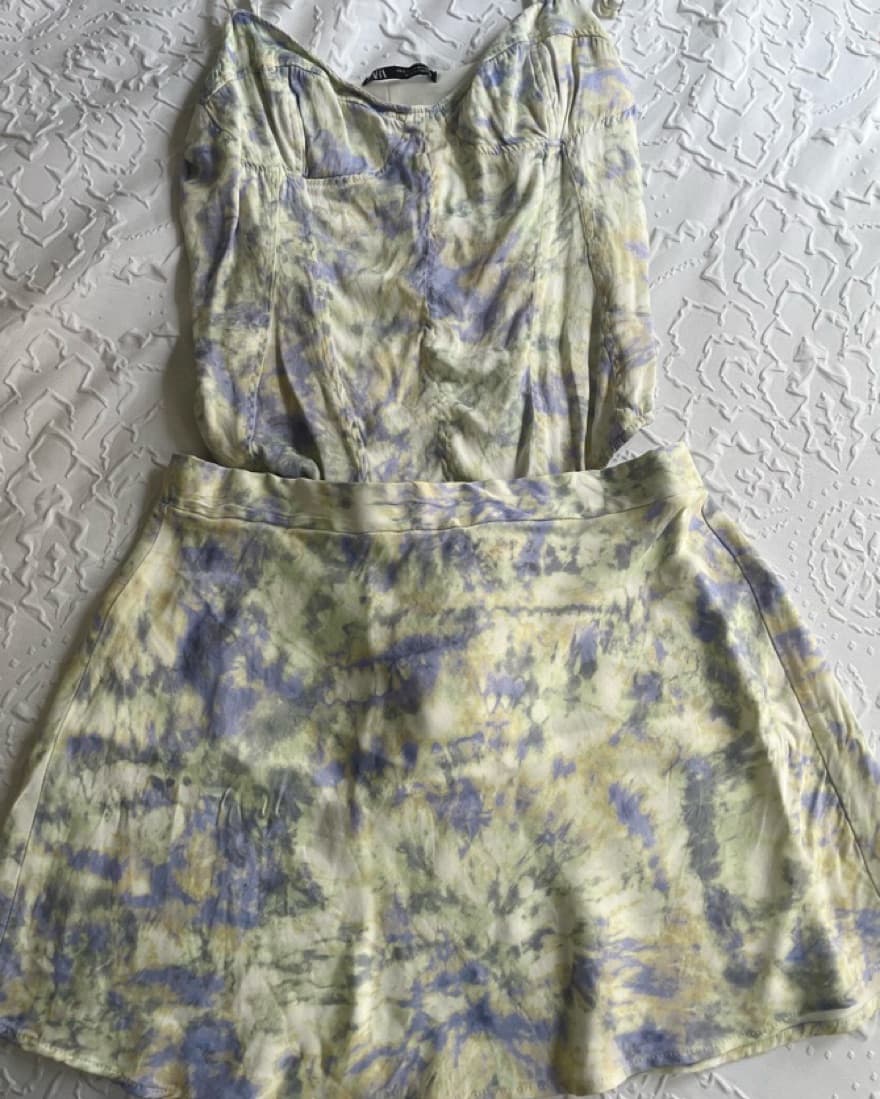 Zara Tie Dye Mini Skirt/bodysuit Set - Image 1