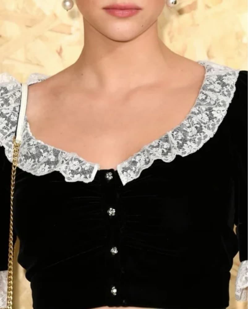 Miu Miu Black Velvet Lace Top - Image 4