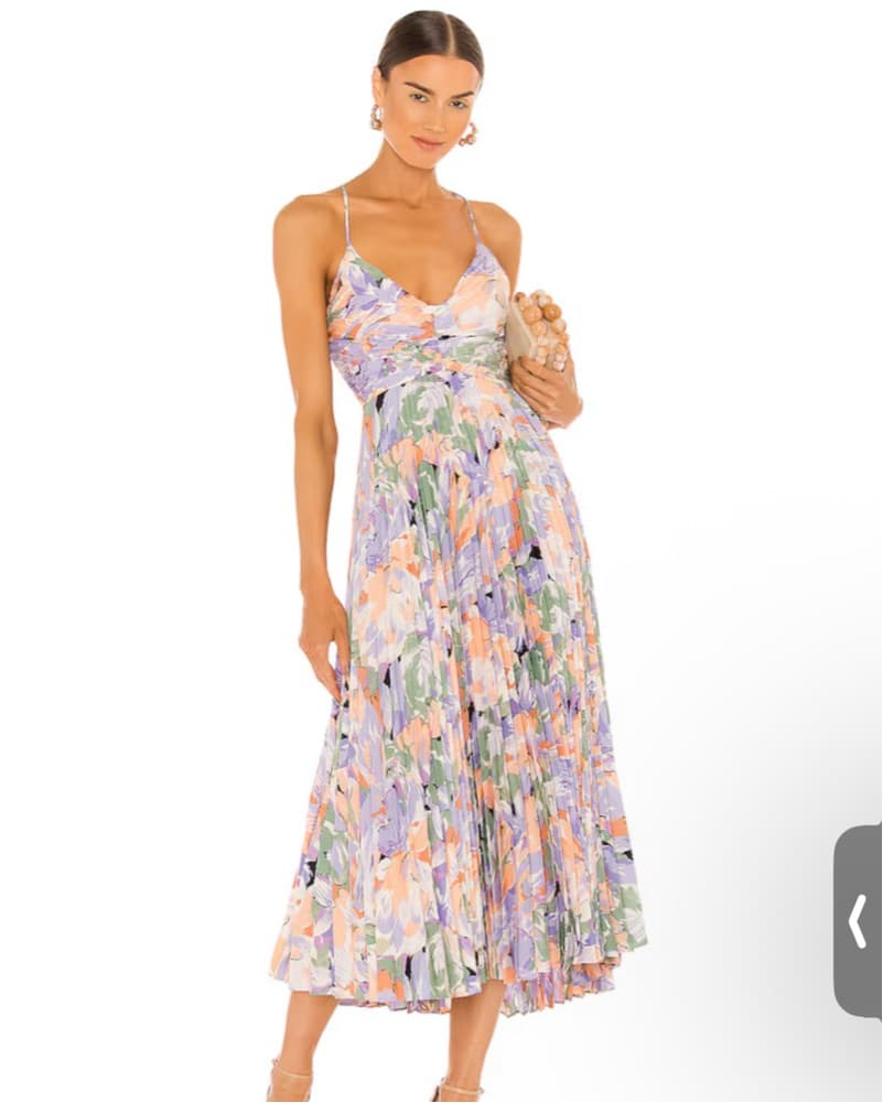 Floral Pleated Midi Dress - Image 1