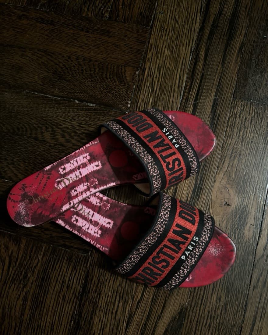 Christian Dior Red And Black Slide - Image 1