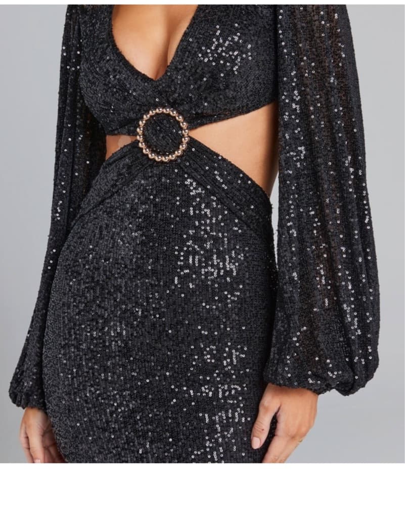 Nadine Merabi Caitlon Black sequin Dress - Image 2