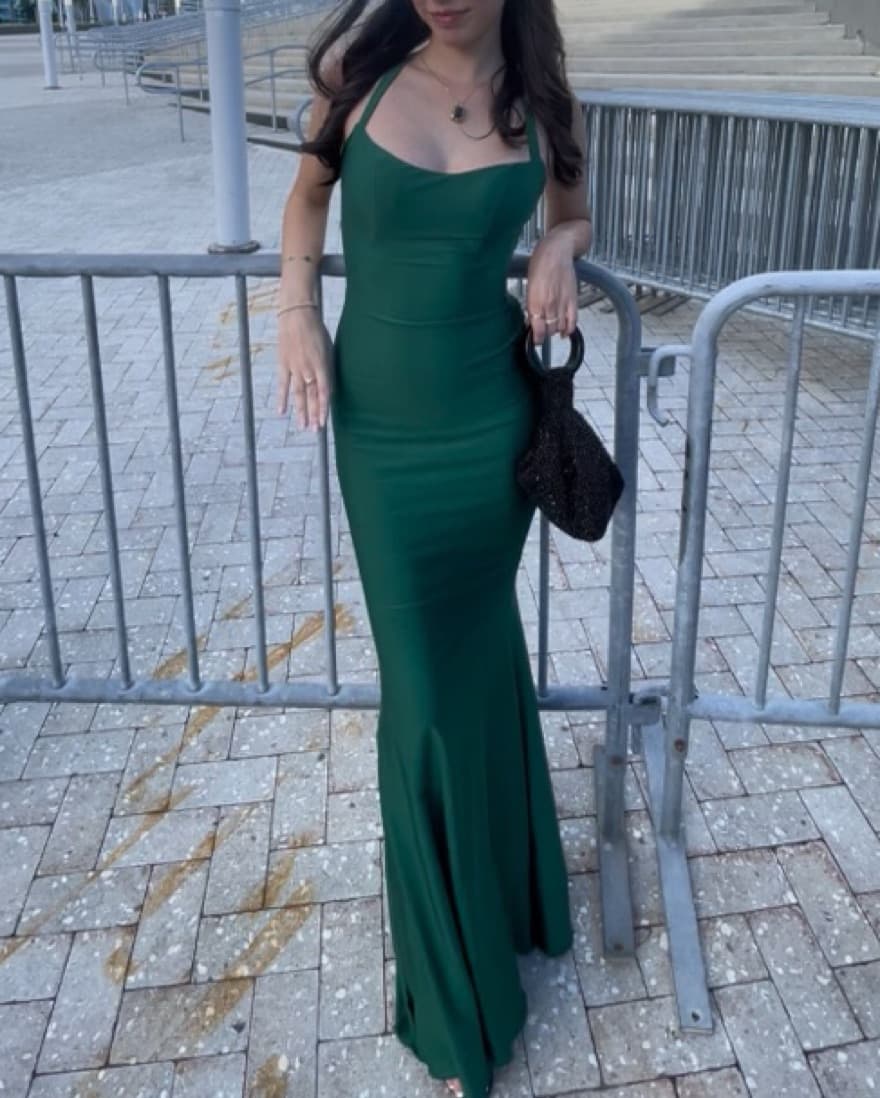 La Femme Green Tie Back Gown - Image 1
