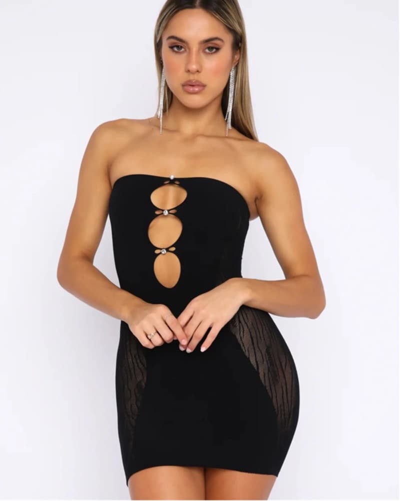 Whitefox Attention Seeker Mini Dress Blk - Image 1
