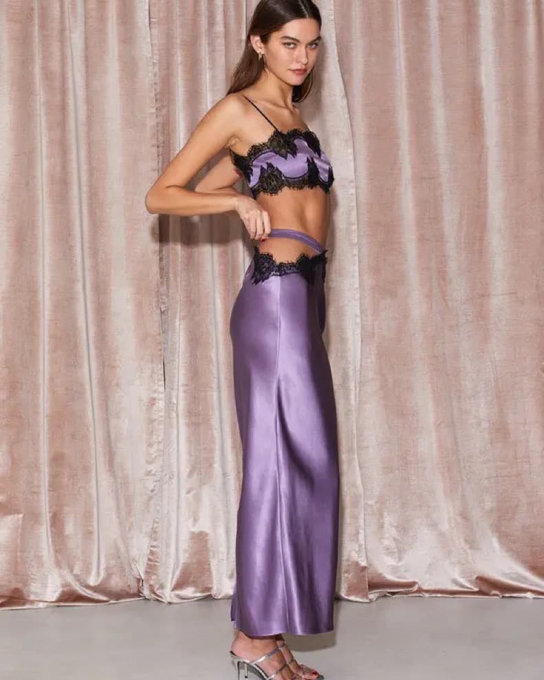 Fleur Du Mal Purple Silk Lace Skirt XS - Image 3