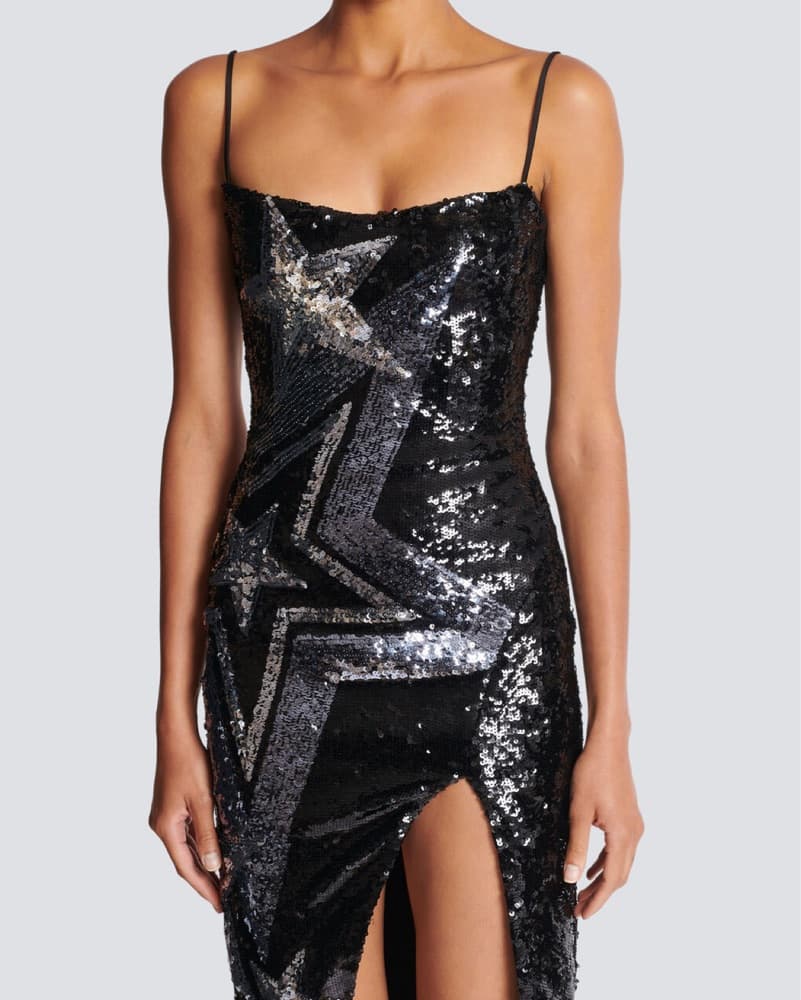 Balmain Sequin Embroidered Star Dress - Image 5