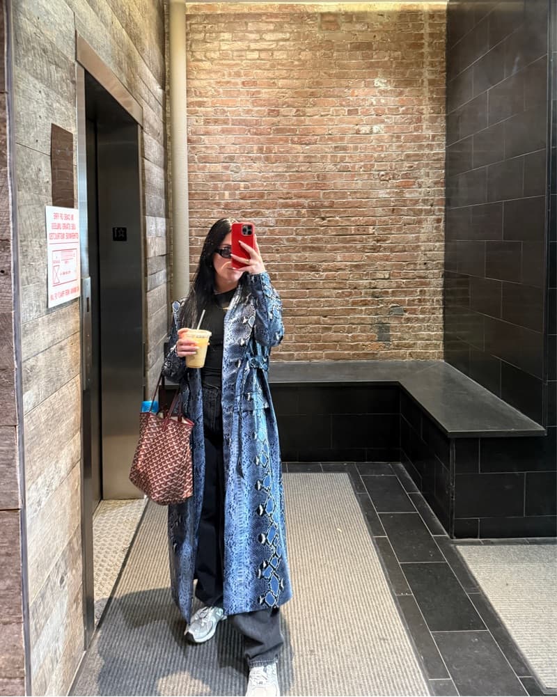 Camila Coelho Blue Snakeskin Trench Coat - Image 2