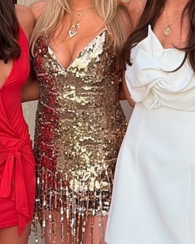 Sparkly gold mini dress - Image 4