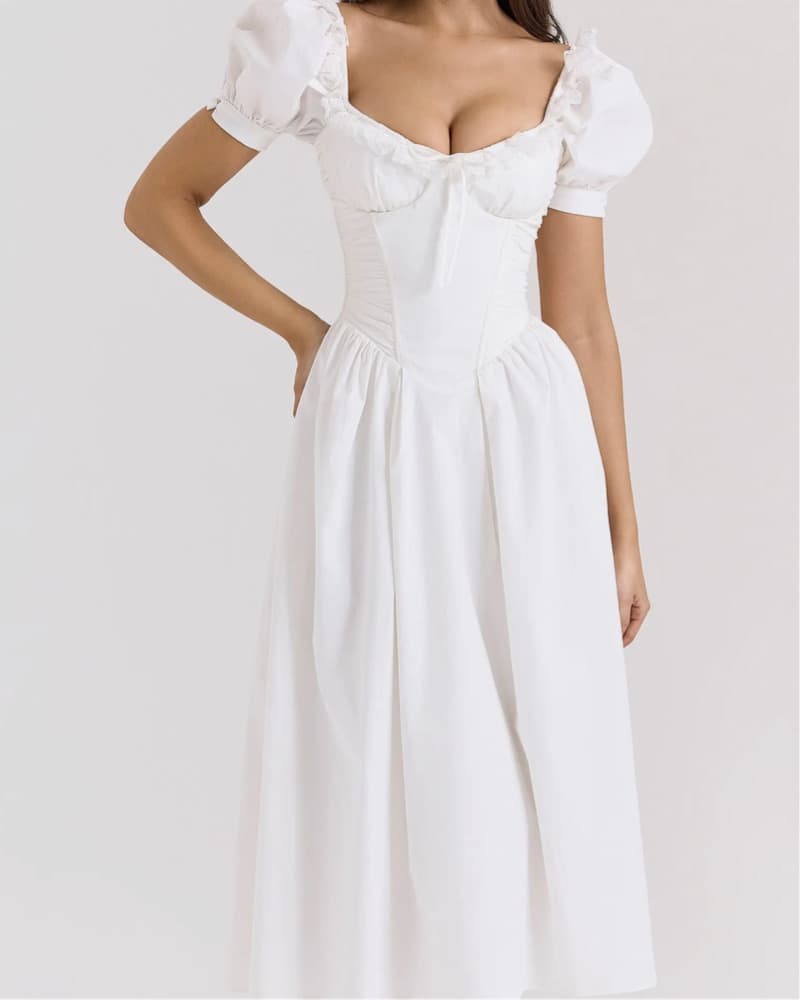 House Of CB White Puff Sleeve Dress - Image 1