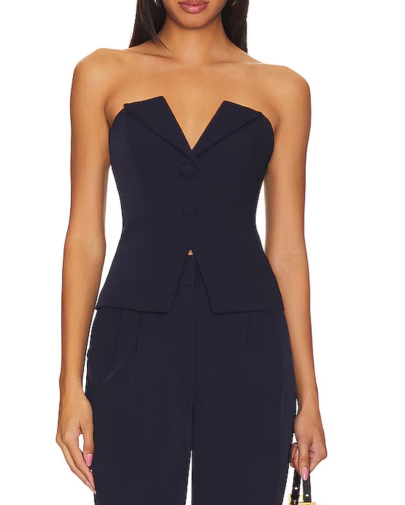 Colette Corset Top in Navy Blue - Image 1