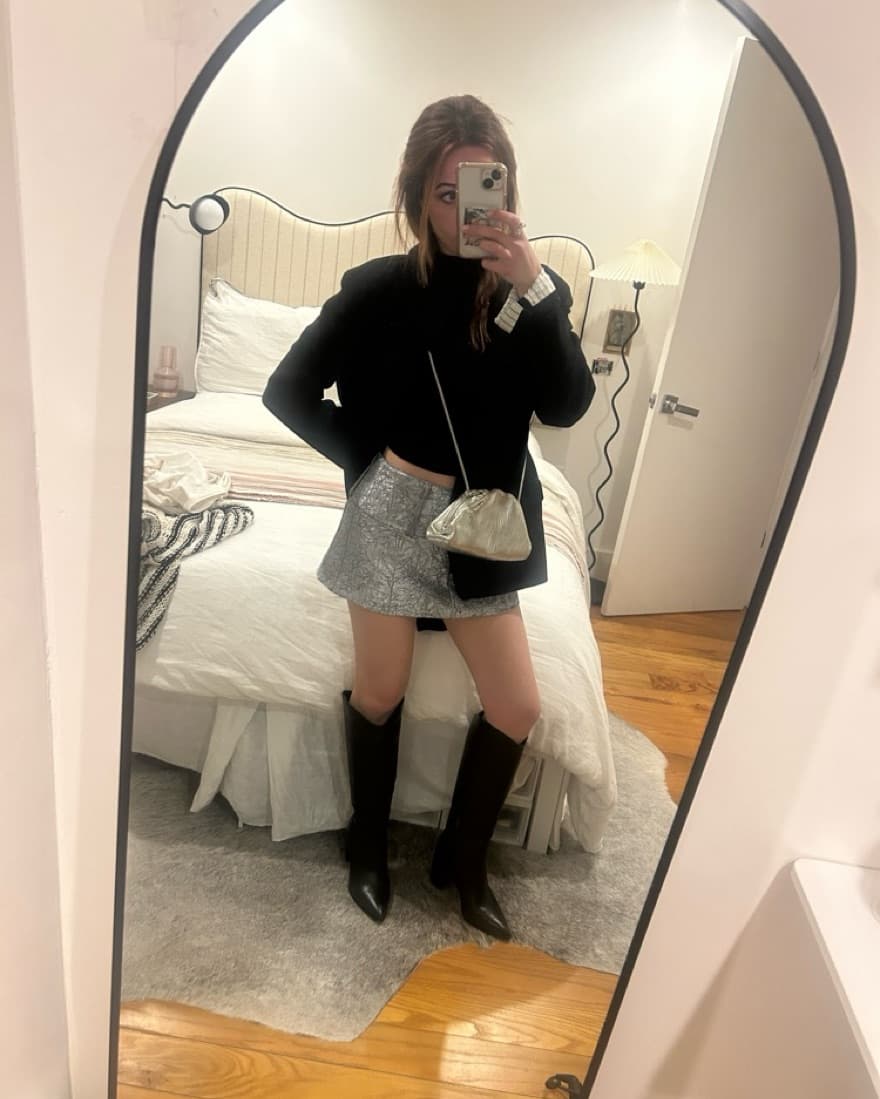 Dana Foley Silver Mini Skirt - Image 2