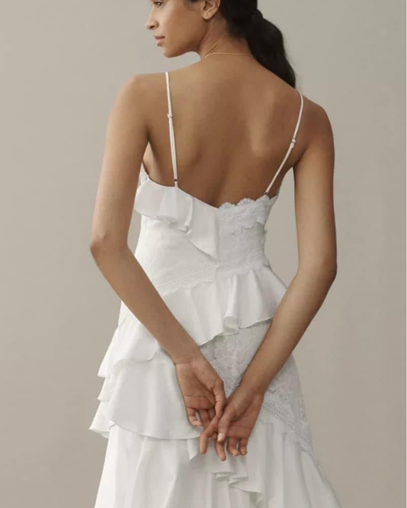 NWT BHLDN V-Neck Tiered Ruffle Lace Sat  - Image 3