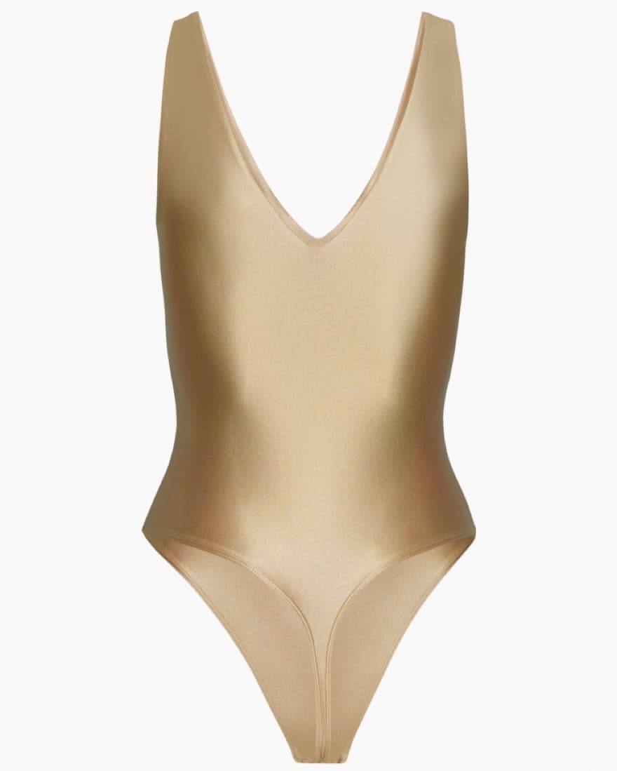 Aritzia Gold V-Neck Bodysuit - Image 2