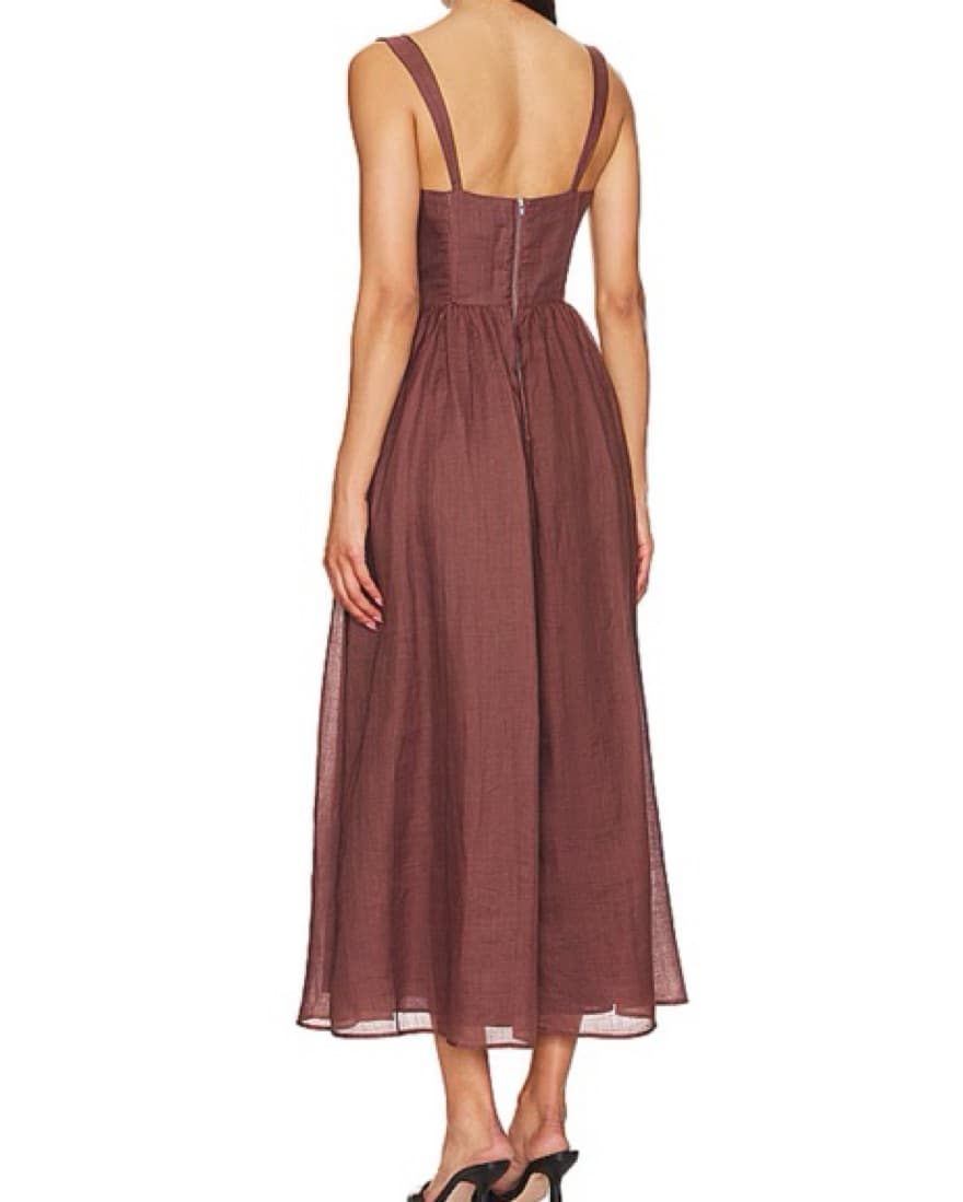 Bardot X Revolve Brown Corset Midi Dress - Image 3