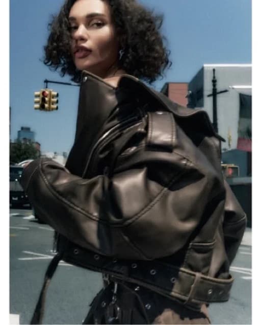 Viral Zara Cropped Leather Moto Jacket - Image 3