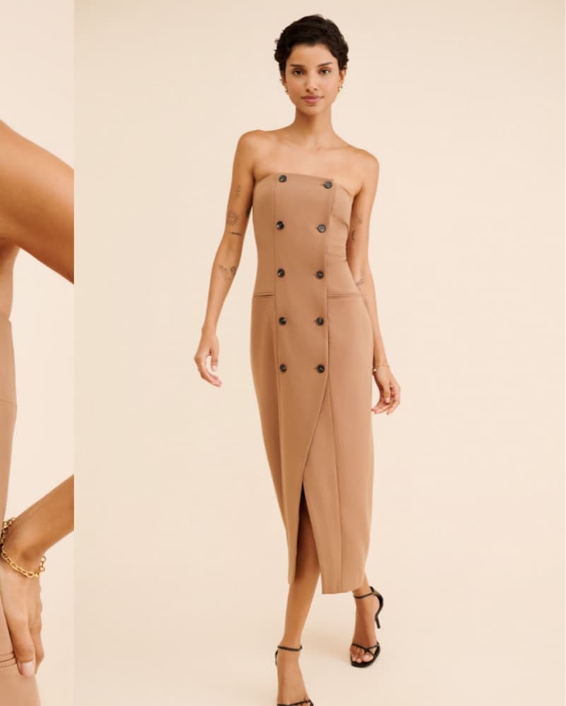 Azra Twill Strapless Midi Dress - Image 3