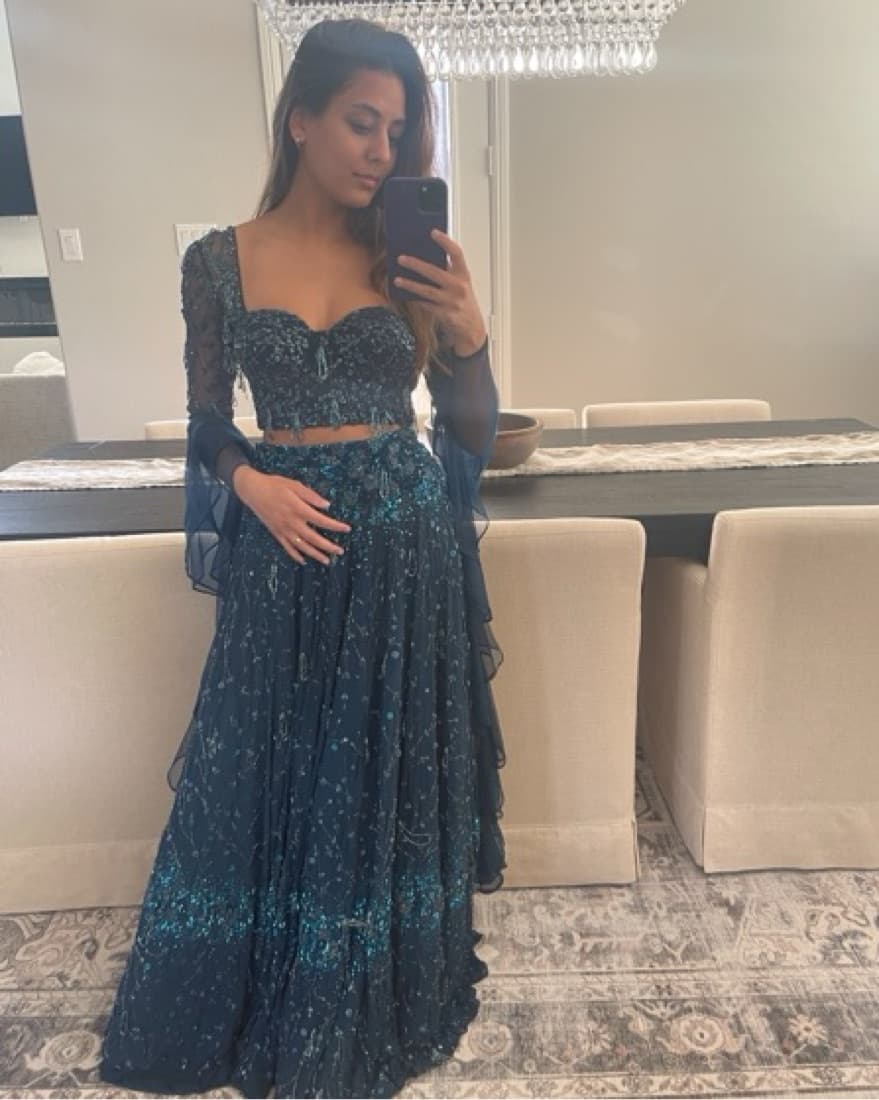 Blue Reception Lehenga - Image 1