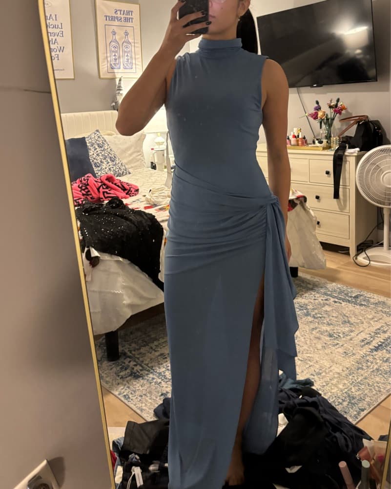 Ronny Kobo Crystal Jersey Draped Maxi Dr - Image 2