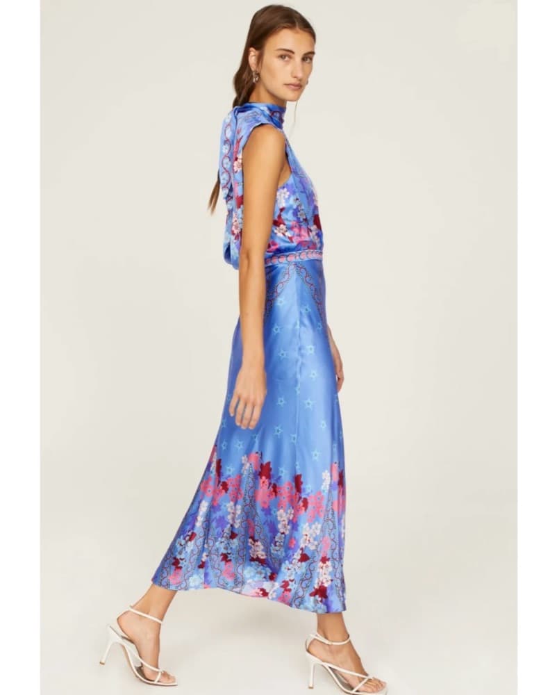 Saloni Vibrant Floral Silk Midi Dress - Image 3