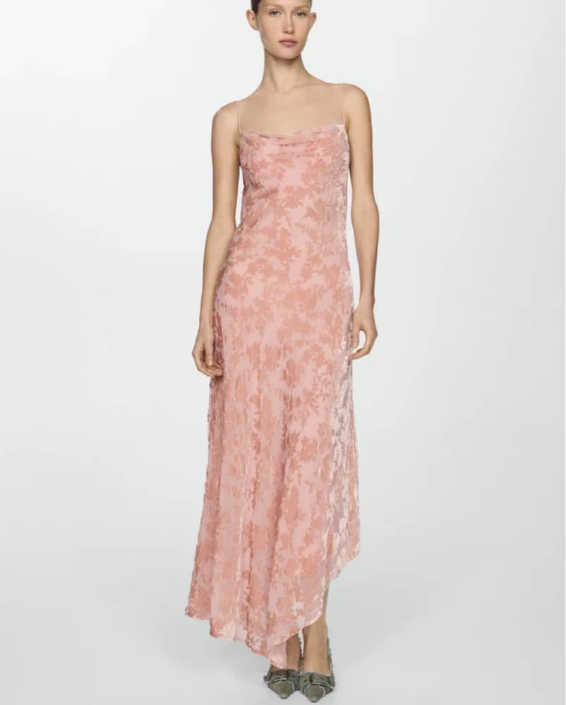 Mango Pink Floral Applique Dress - Image 1