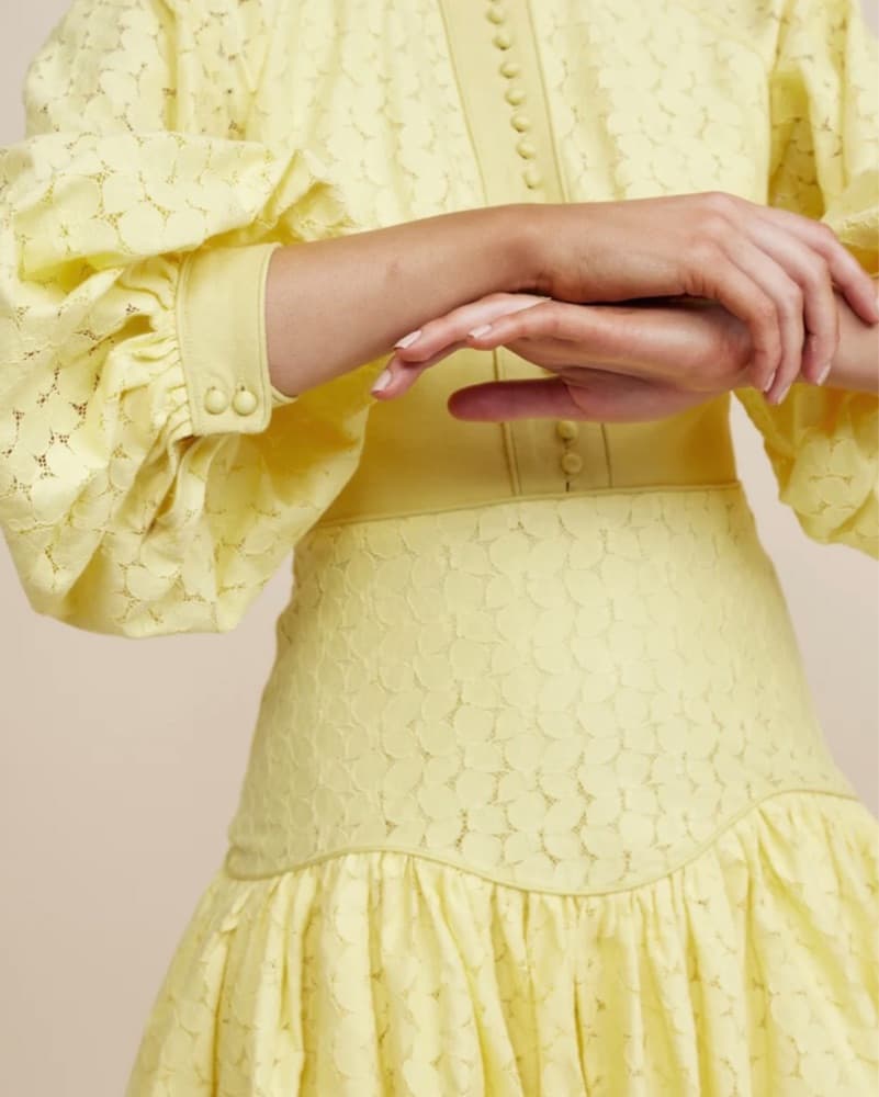Yellow Puff Sleeve Mini Dress  - Image 2