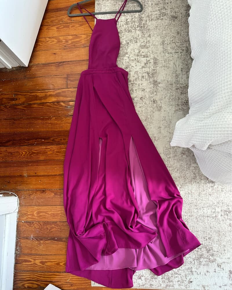 Elegant Fuchsia Halter Dress - Image 2