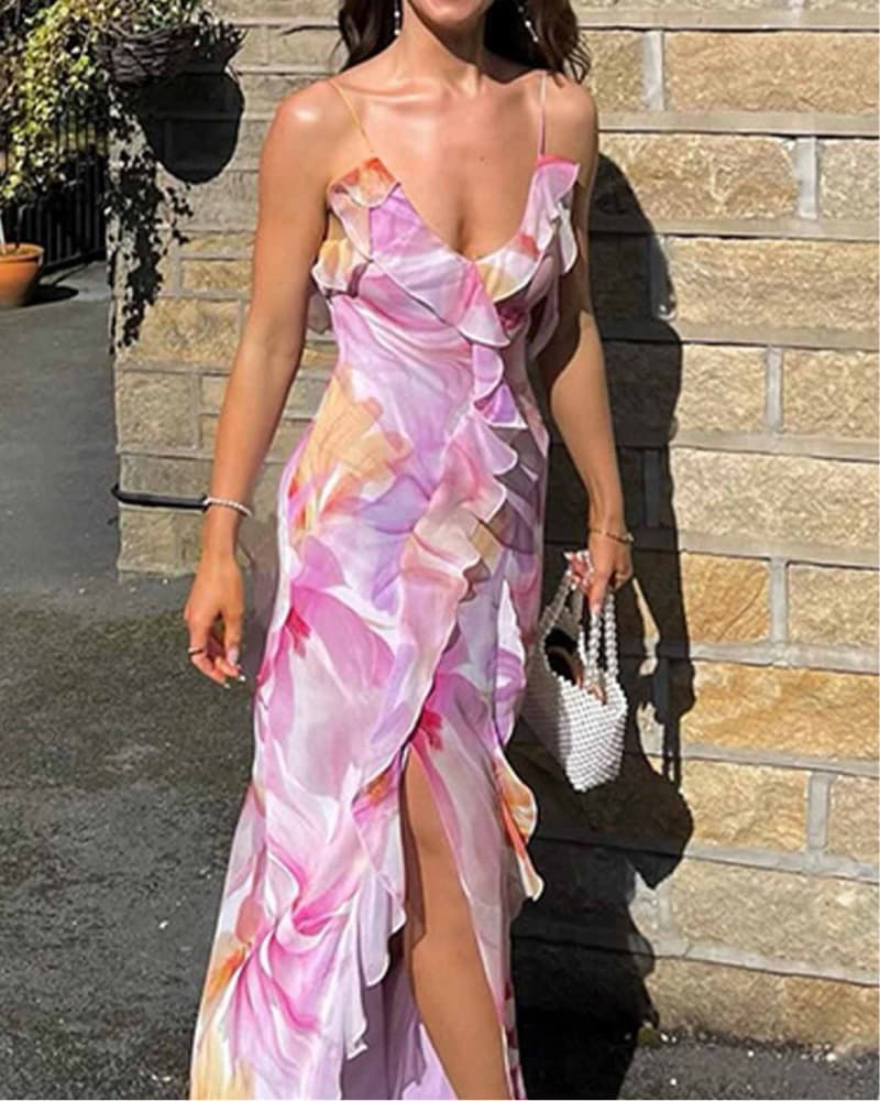 Mango Ruffled Floral Print Dress - Image 1