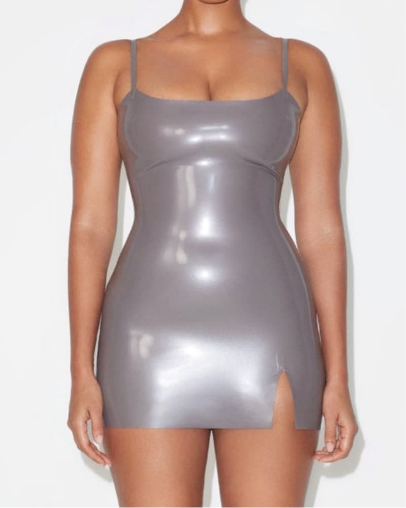 Khy X Poster Girl Silver Latex Dress - Image 1