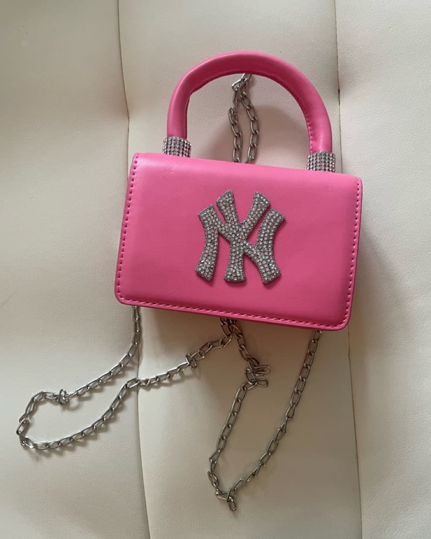 Pink NY Rhinestone Mini Bag - Image 1