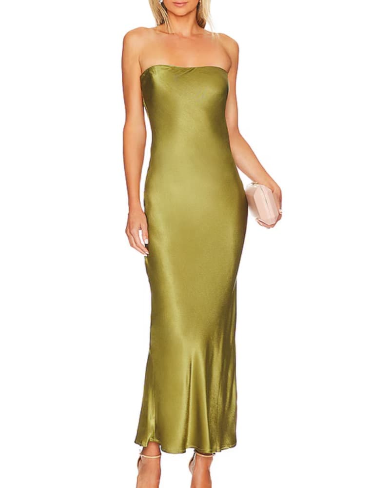  Angel Strapless Satin Midi Dress SND - Image 1