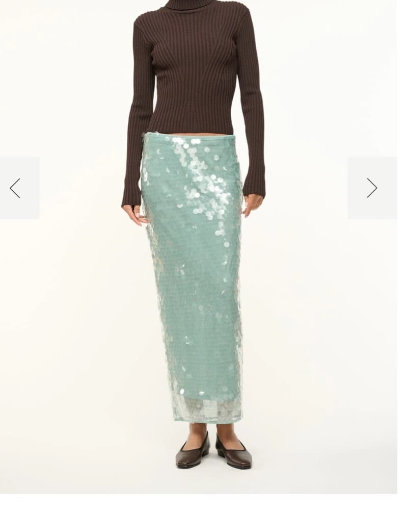 Staud Midi Casey Blue Sequin Skirt - Image 1