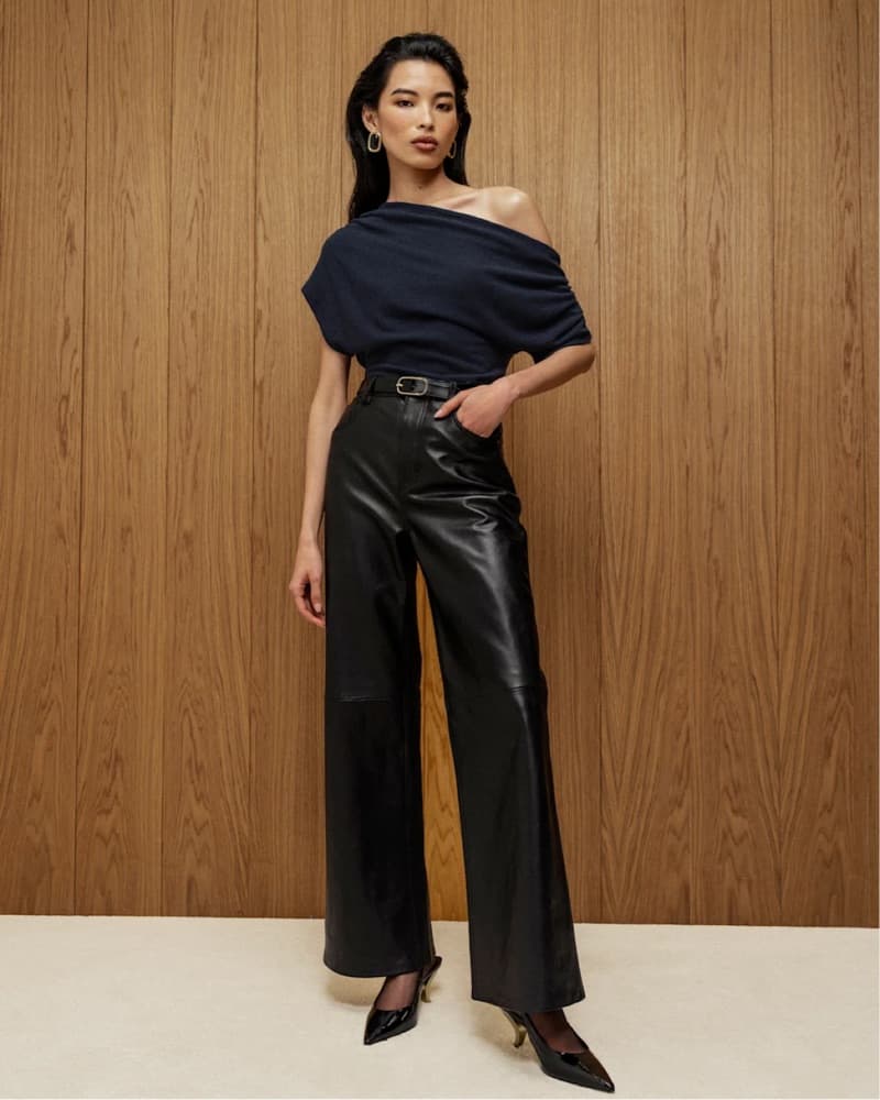 Reformation Iris Knit Top Navy - Image 2
