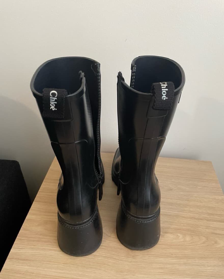 Chloe Black Zip Rain Boots - Image 6