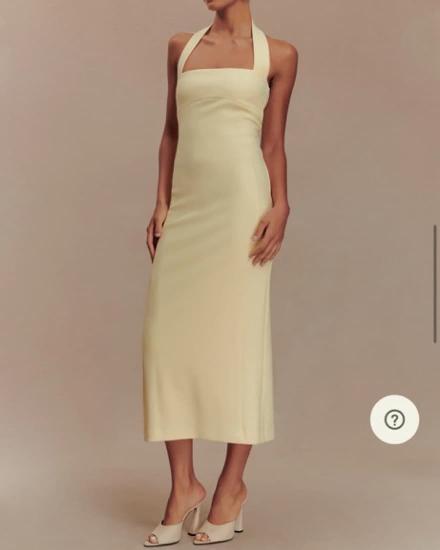 Meshki Pale Yellow Halter Midi Dress - Image 1