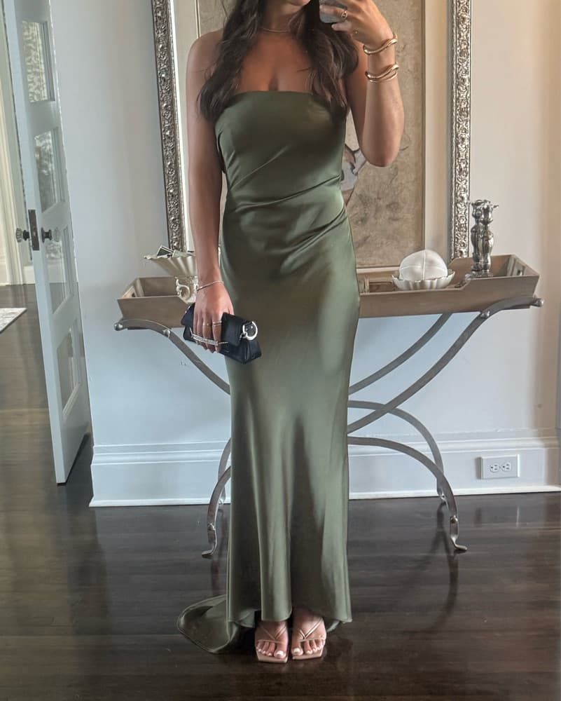 Lucile Strappless Gown In Pesto - Image 5