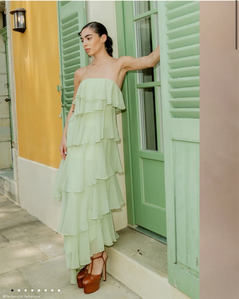 Alexa Ruffle Chiffon Maxi Dress - Pastel - Image 1