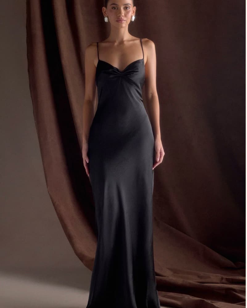 Long Black Silk Dress - Image 2