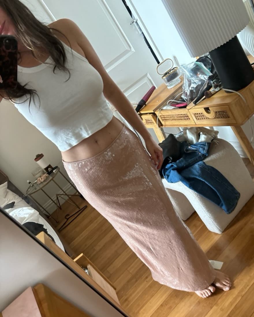 Sequin Semi-Sheer Maxi Skirt  - Image 1