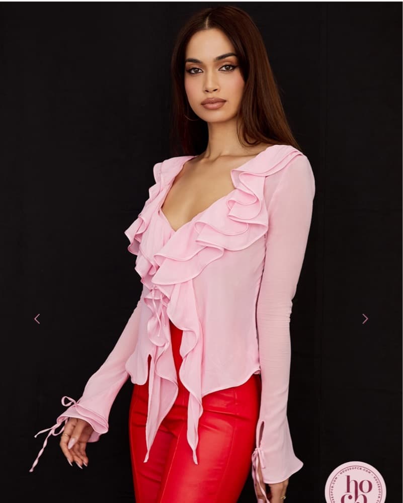 House of CB Aaliyah Pink Ruffle Top - Image 4