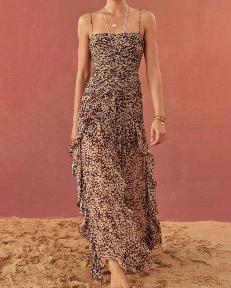 Shona Joy Brown Ruched Dress - Image 2