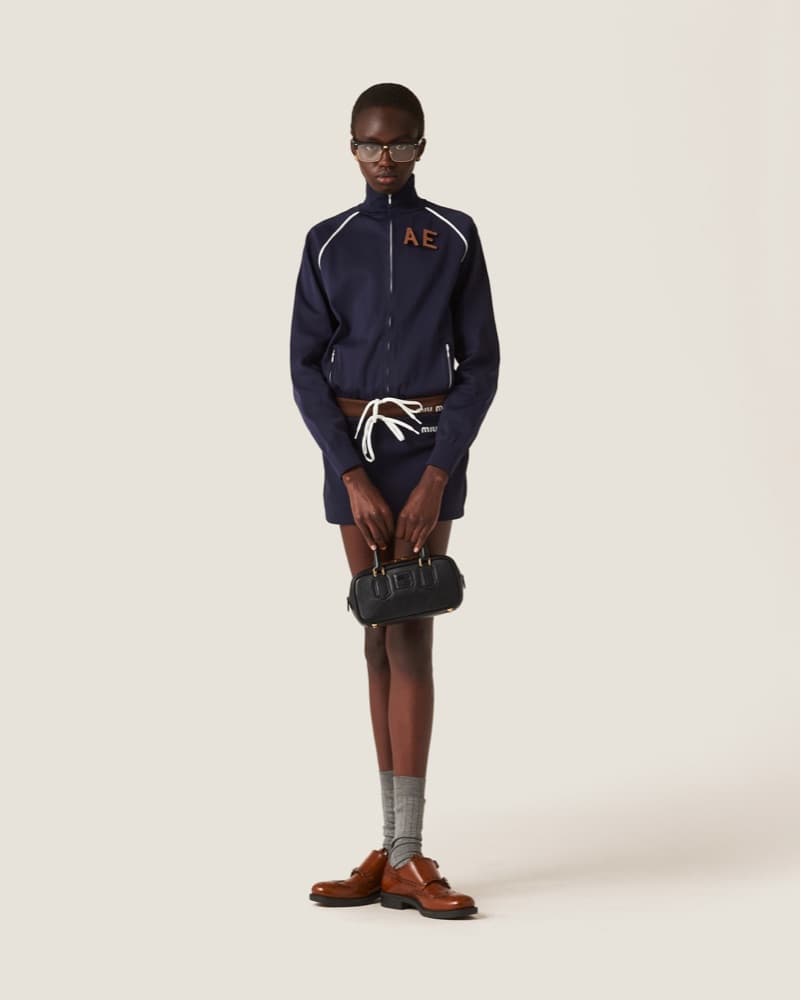 Miu Miu Navy Adjustable Mini Skirt - Image 6