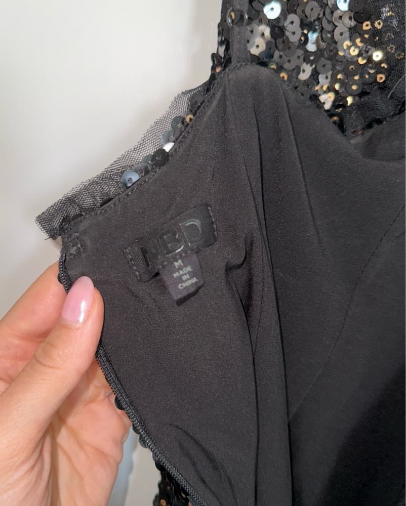 Revolve Sequin Black & Gold Mini Dress - Image 5