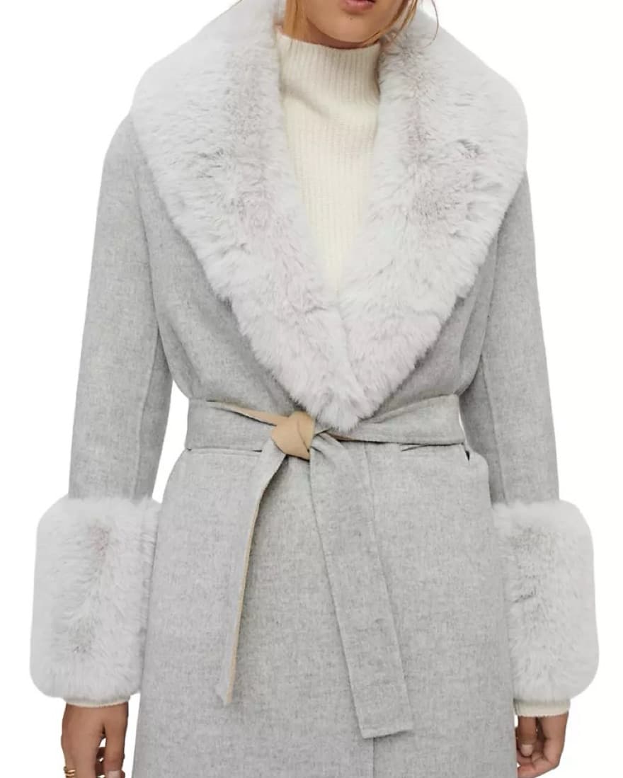 Maje Faux Fur Trimmed Long Coat - Image 4