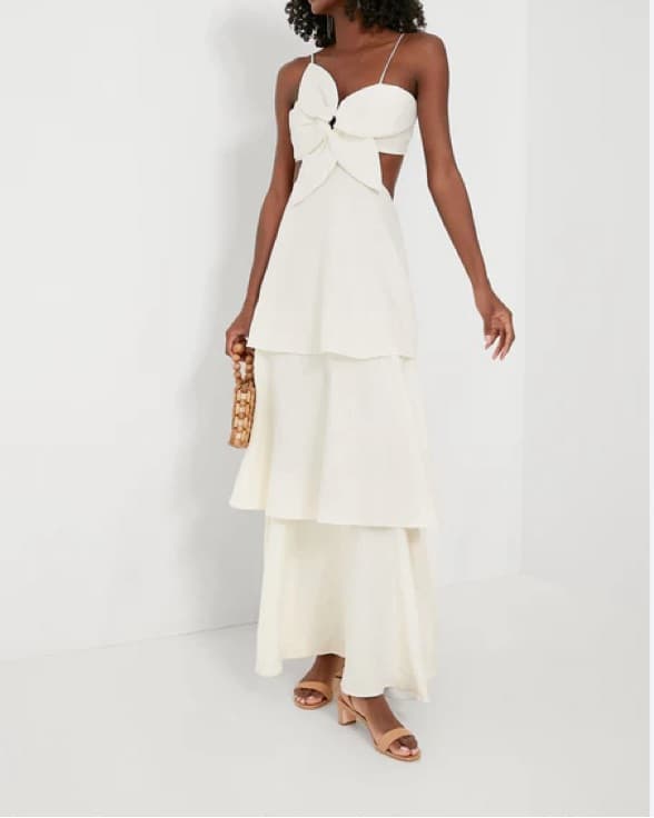 Farm Rio White Flower Maxi Dress - Image 1