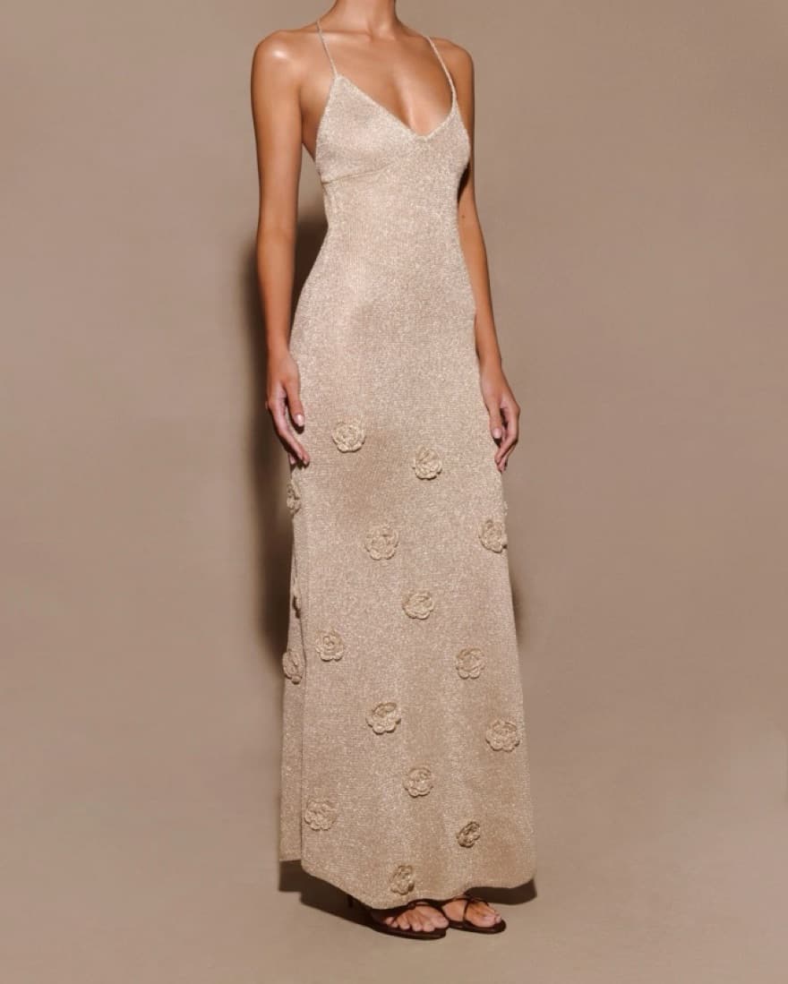 Suki Metallic Knit Maxi Dress - Gold - Image 5
