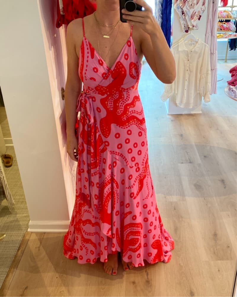 FarmRio Octocool Wrap dress Pink And Red - Image 3