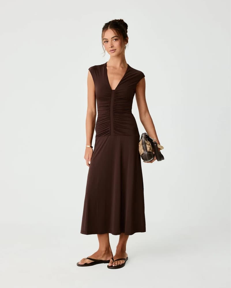 Elegant Ruched Midi Dress - Image 1