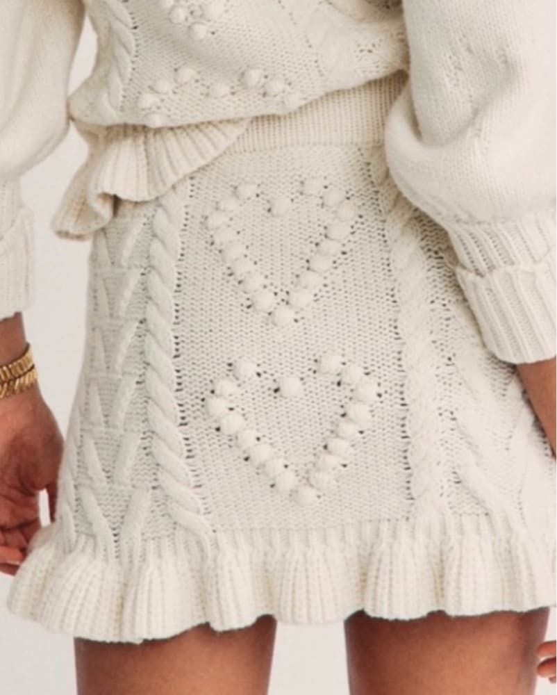Loveshack Fancy Knit Heart Skirt - White - Image 2