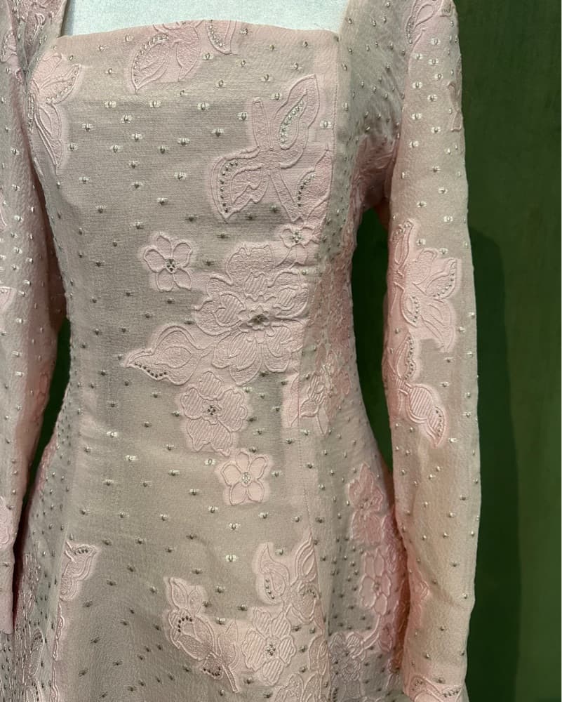 Lace Embroidered Pink Dress - Image 2