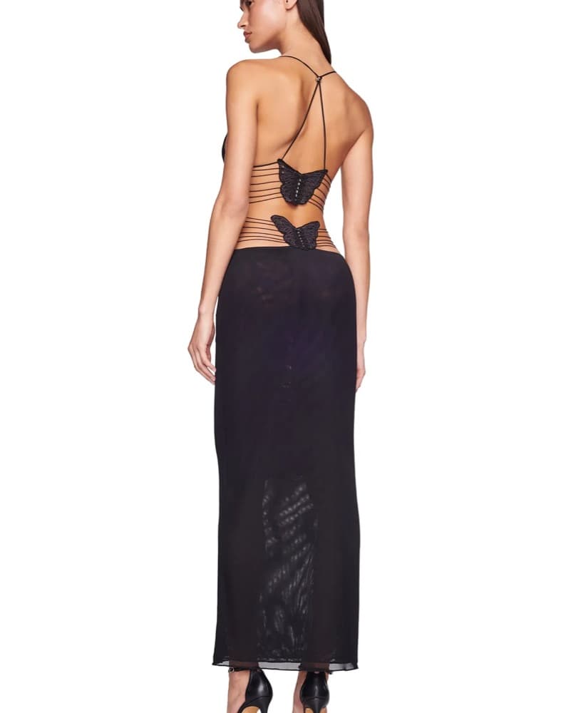 I Am Gia Black Butterfly Maxi Dress - Image 1